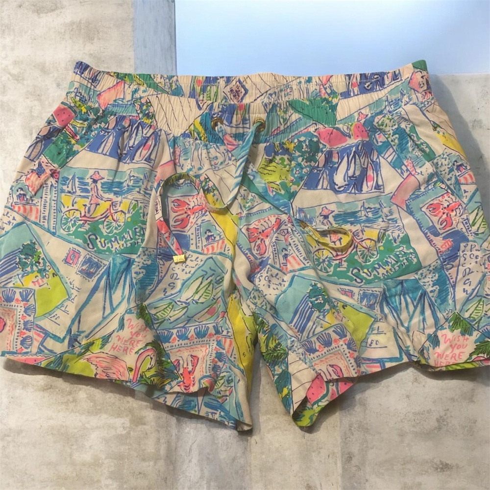 Lilly Pulitzer Multicolor Printed Shorts - Cream, Blue, Pink, Green, Yellow
